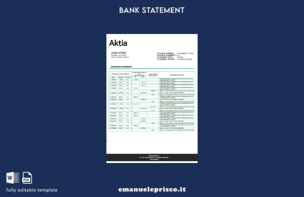 stile verificato Modello word di estratto conto bancario Finlandia Aktia
